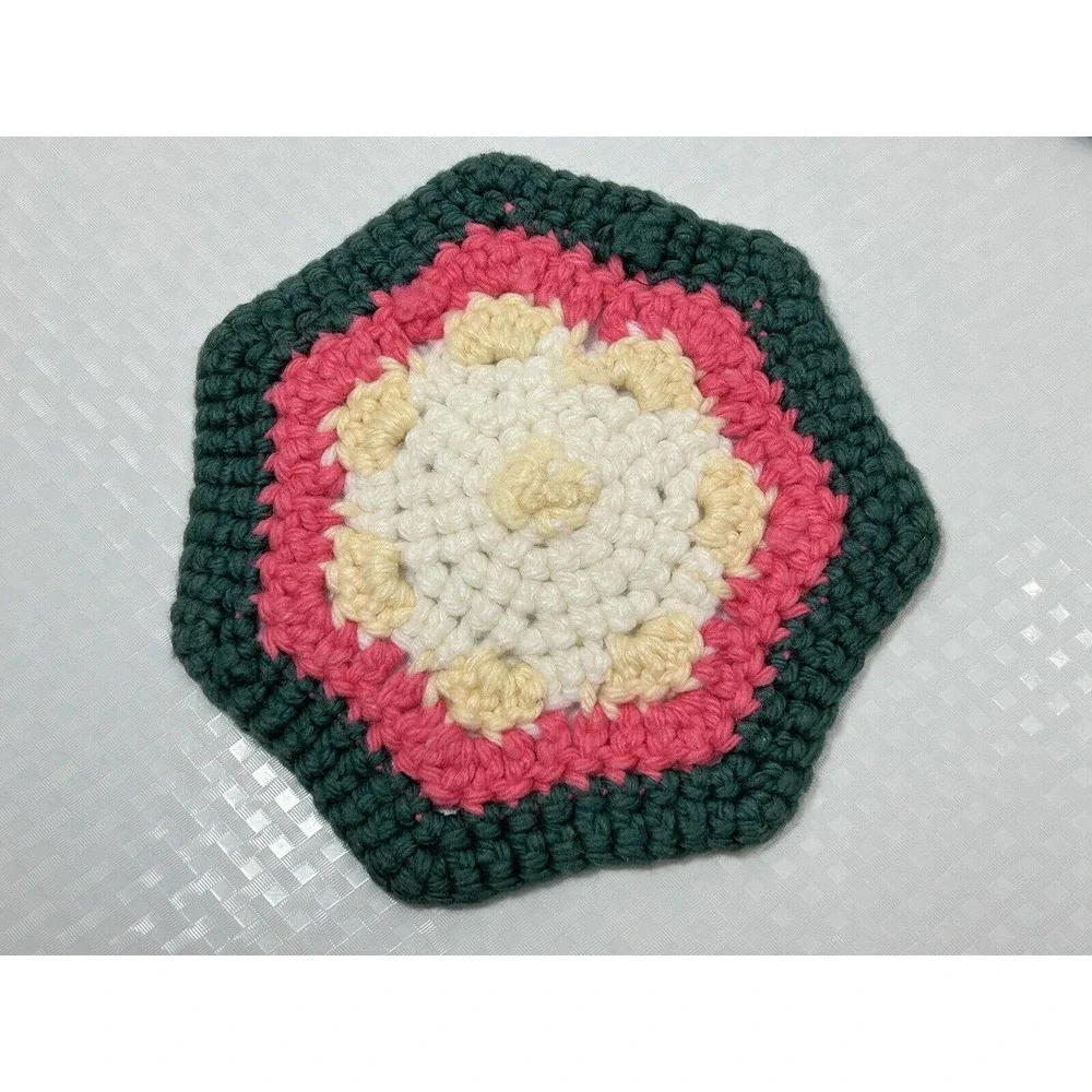 Set of Three Granny Hexagon Crochet Pot‎ Holders